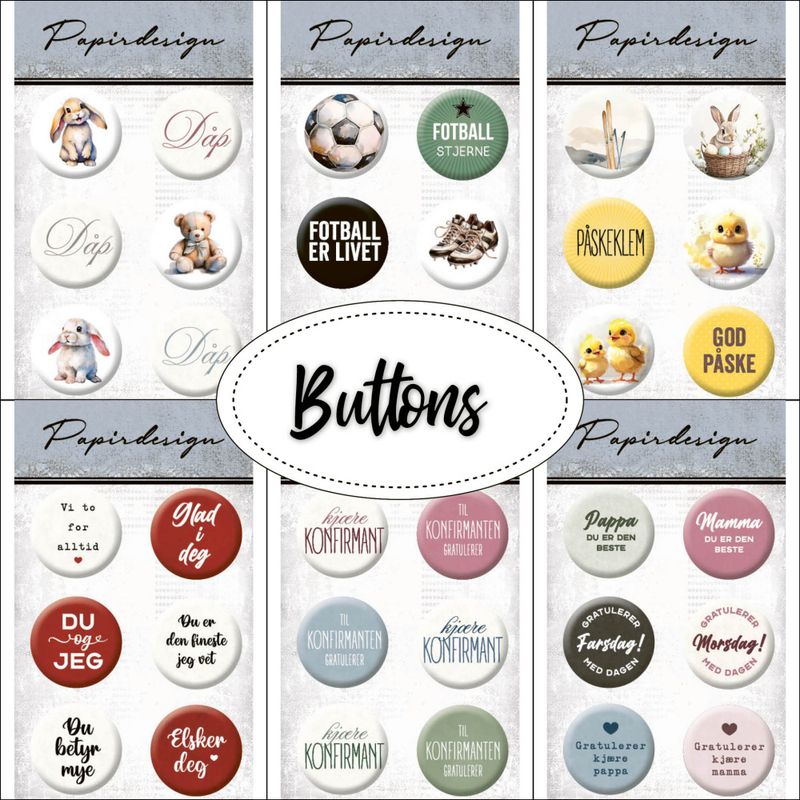Alle buttons, 8 design