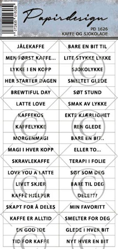 PD 1626 Kaffe og sjokolade ( 6 klistremerker )